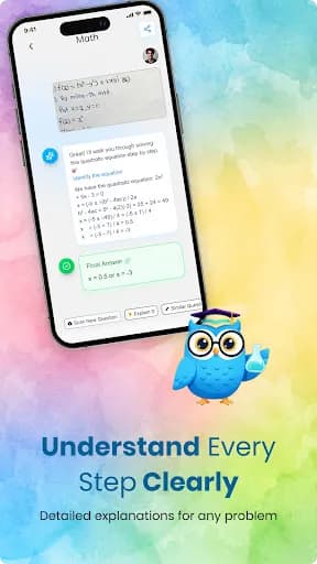 Solverly app step-by-step solution screen